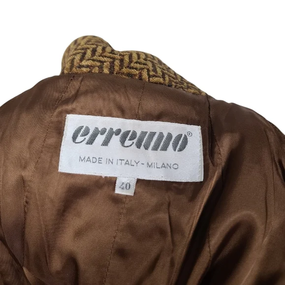 Erreuno Wool Chevron Light Brown Cape Coat 40 - Picture 7 of 9